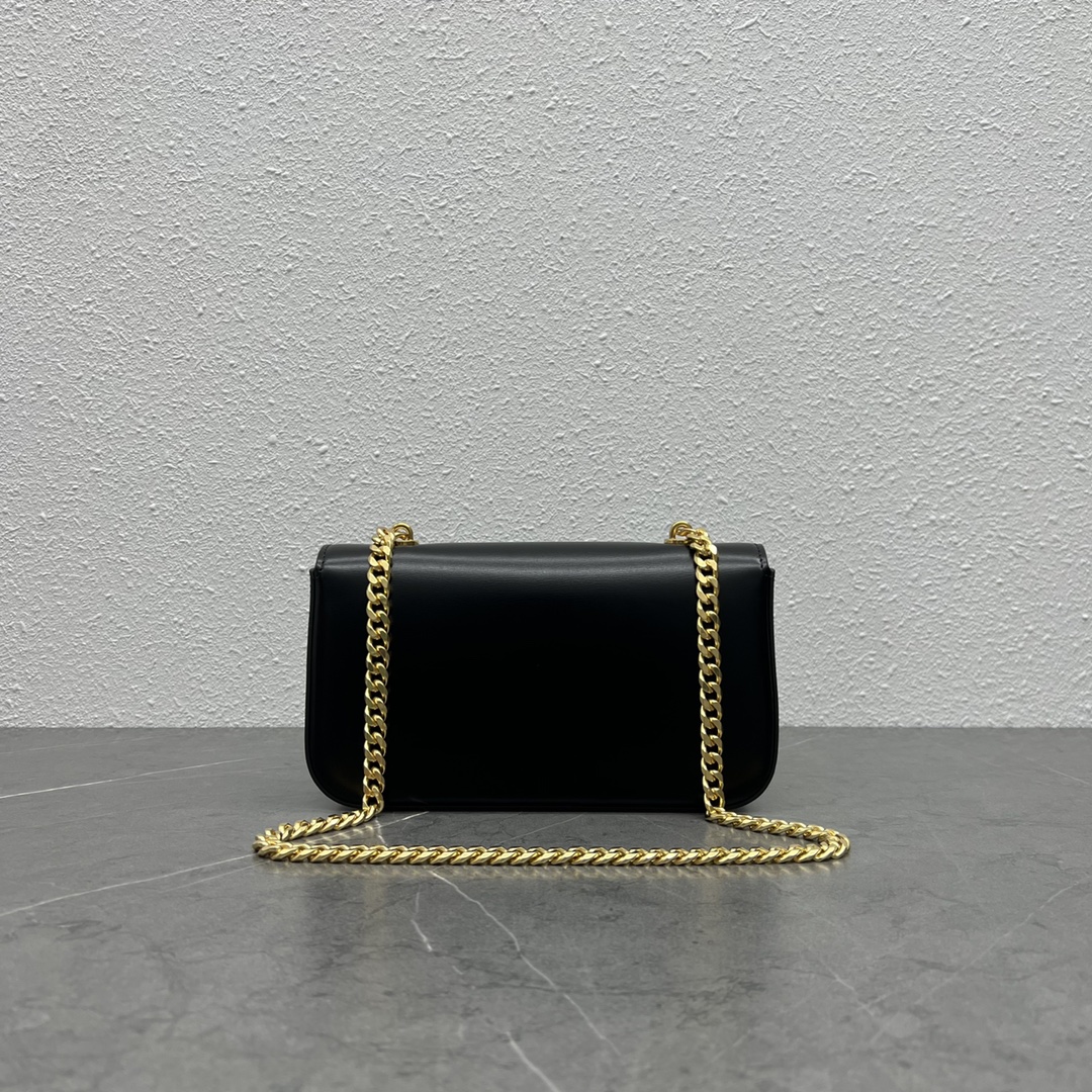 Celine Chain Shoulder Bag Claude In Shiny Calfskin Black/Gold 197992